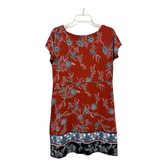 J Jill Wearever Collection Dress Women Small Red Blue White Floral Shift Pockets - Picture 2 of 13